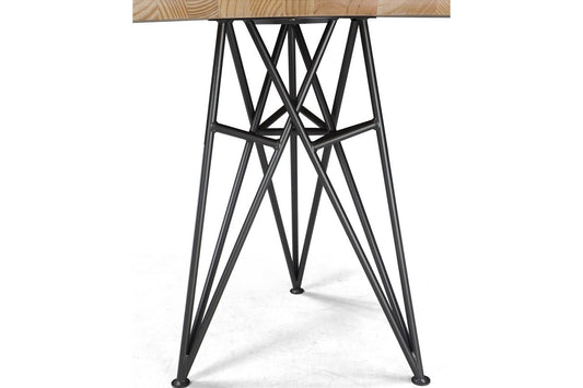 Mesa Redonda Newport 110cm Industrial de Madeira Maciça e Metal - 4 Lugares