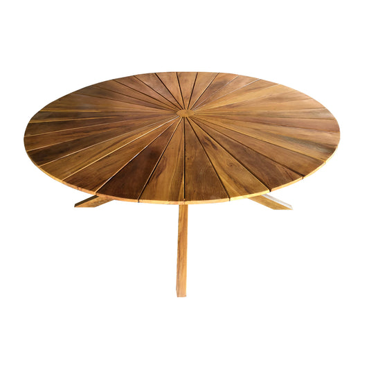 Mesa de Jantar Redonda 180cm Tampo Nápoles Base X Madeira Maciça - 8 Lugares