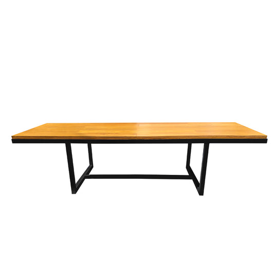 Mesa de Jantar Eliane 340x120cm Tampo Madeira Maciça Base Ferro - 12 Lugares