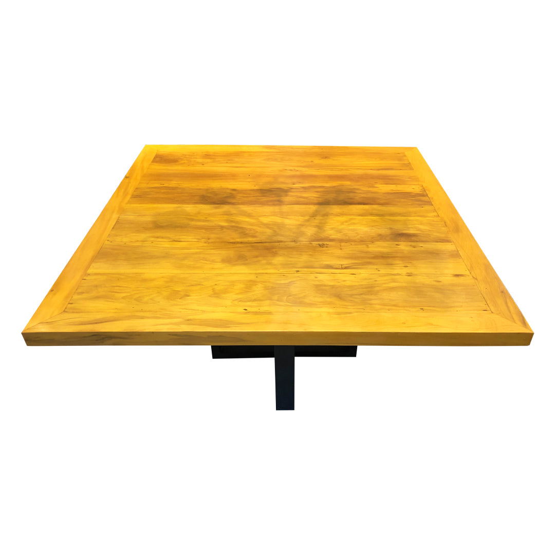 Mesa de Jantar Quadrada 150x150cm Tampo Madeira Maciça Base Montreal Ferro - 8 Lugares