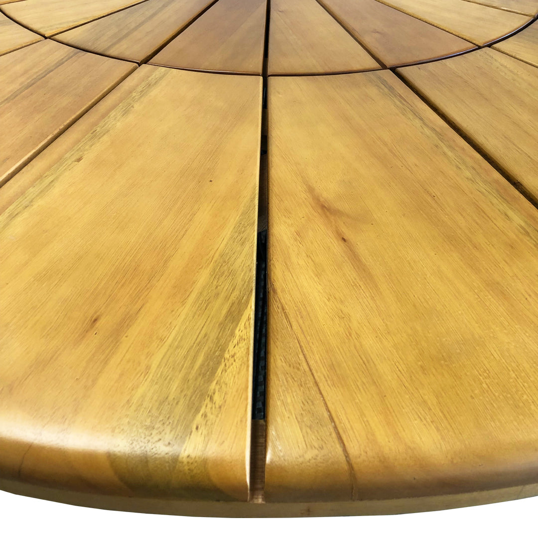 160cm Round Dining Table in Teak Wood with Built-in Turntable, Aluminum Weave Base with Nautical Rope - 6 Seats