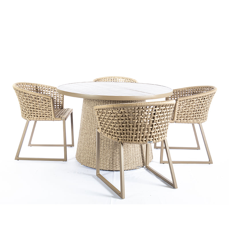 Gold Aluminum Chair Fendi Color Nautical Rope Sand Color