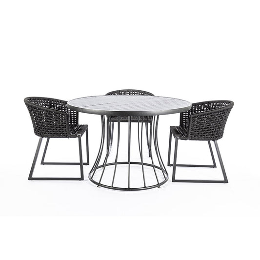 Mesa de Jantar Itália Alumínio Cor Grafite 1,20m - 4 lugares