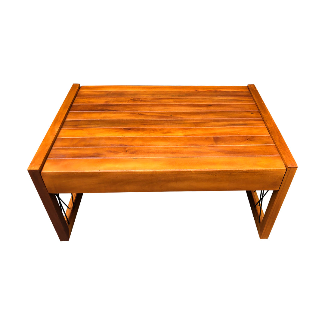 Mesa de Centro Slim 60x70cm Madeira Maciça com Corda Náutica