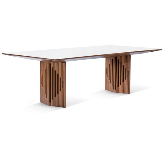 Bora Dining Table 274x120cm Wood with Off-White Glass Top - 10 Seats