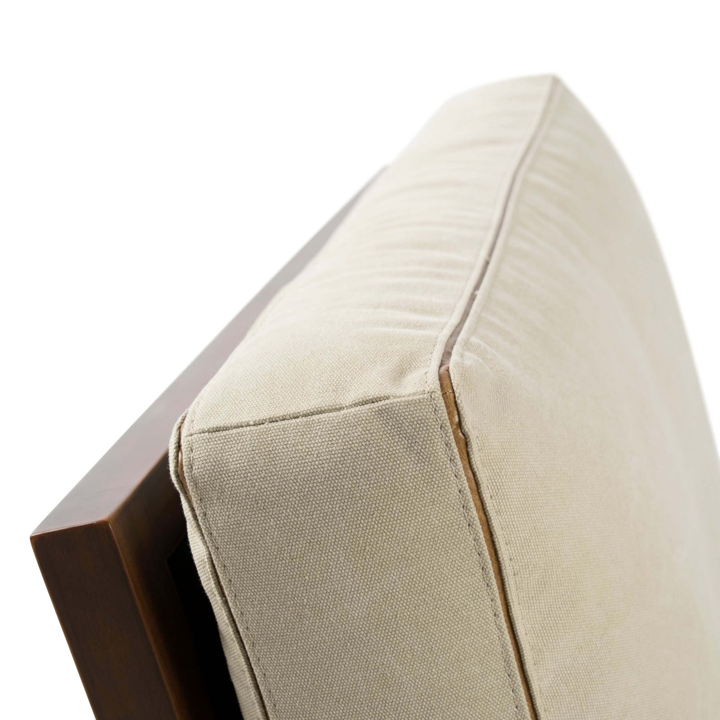 Elisa Armchair, Wood, Cinnamon Color, Beige Courissimo, Upholstered Seat, Light Linen Fabric
