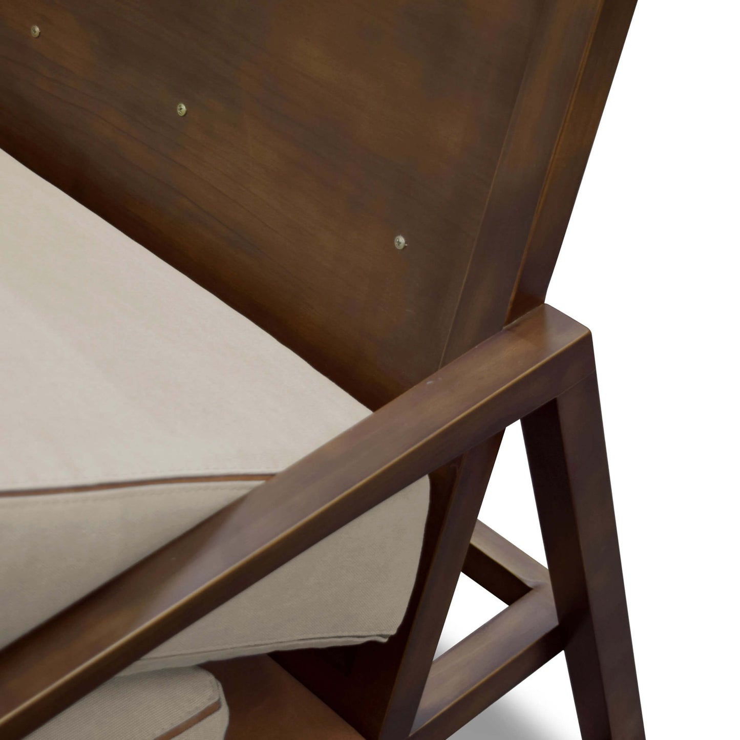 Elisa Armchair, Wood, Cinnamon Color, Beige Courissimo, Upholstered Seat, Light Linen Fabric