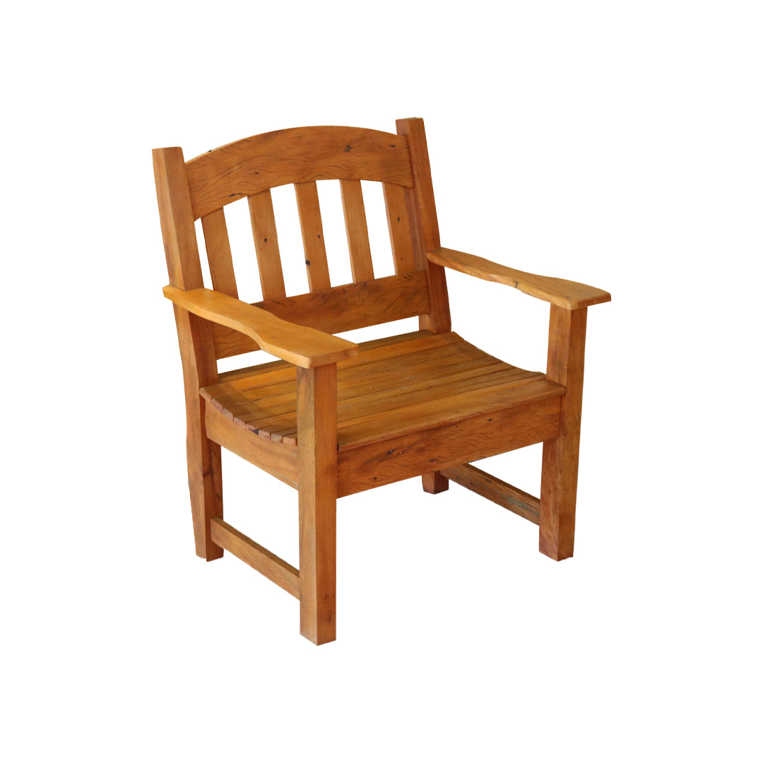 Set of Straight Slatted Arcade Bench in Solid Wood