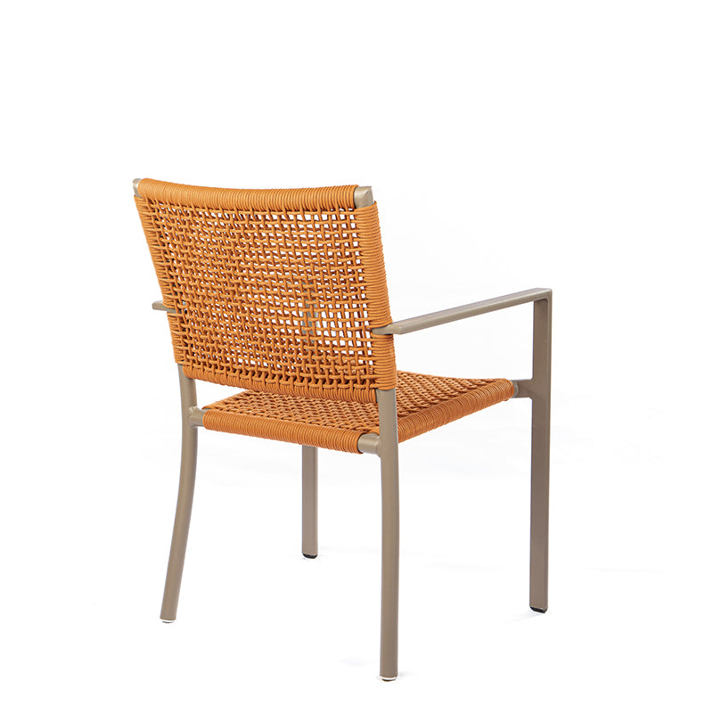 Star Chair with Aluminum Armrest in Fendi Color and Ocher Nautical Rope