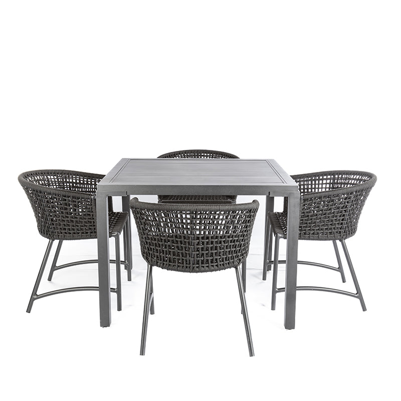Mesa de Jantar Industrial Quadrada Alumínio Cor Grafite 1,00m - 4 lugares