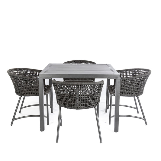Industrial Square Aluminum Dining Table Graphite Color 1.00m - 4 seats