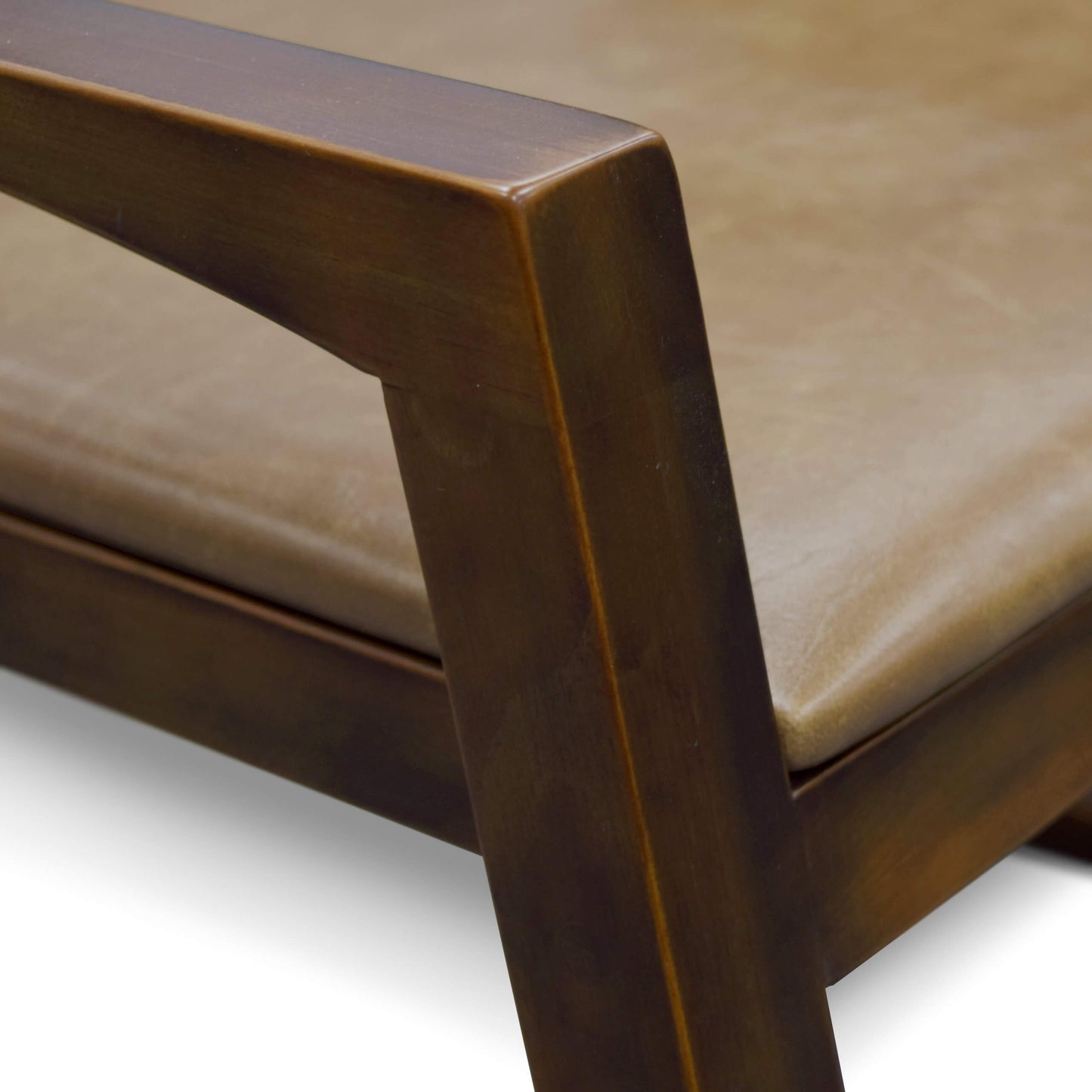 Elisa Armchair, Wood, Cinnamon Color, Beige Courissimo, Upholstered Seat, Light Linen Fabric