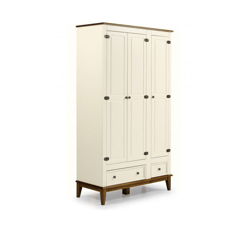 Guarda-Roupa 3 Portas Madeira Cor Off White 1,18x0,50x2,00m