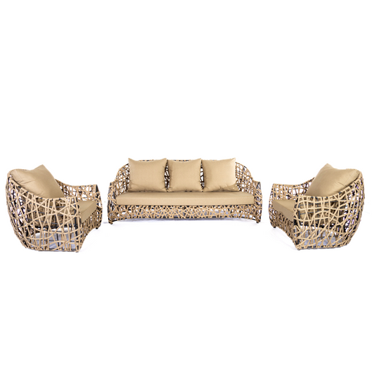 Ilustre Upholstered Armchair in Black Aluminum and Fendi Nautical Rope