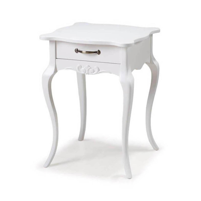 Canon Bedside Table with 1 Drawer 53x45x71cm Wood White