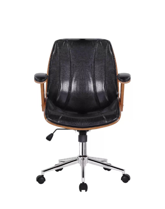 Cadeira Office Kopenhagen Diretor cor Preto e Madeira