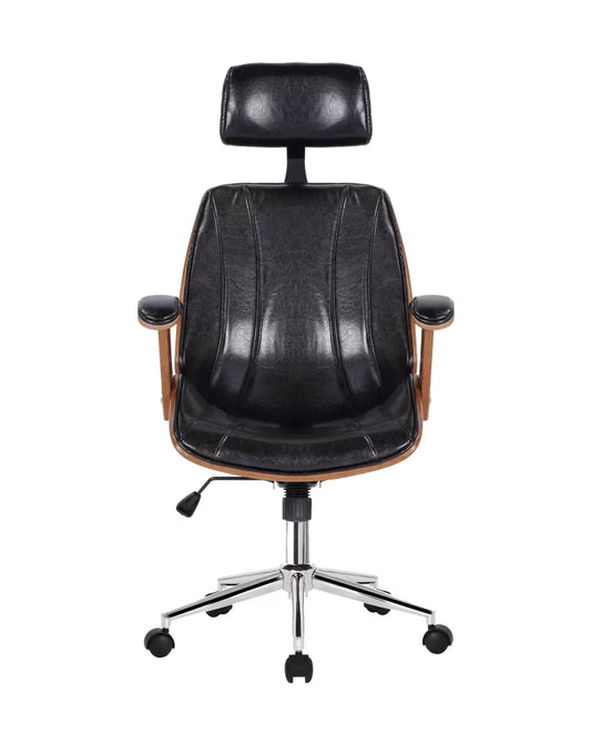 Cadeira Office Kopenhagen Presidente cor Preto e Madeira