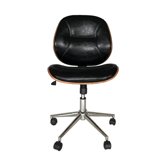 Porto Office Chair in Black with Wood