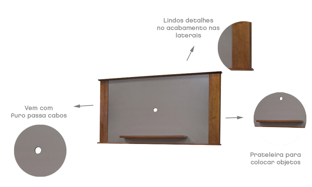 Painel para TV Grécia Madeira 1,73x0,30x1,09m