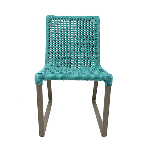 Cadeira Canadá Alumínio Cor Cinza e Corda Náutica Cor Azul Royal