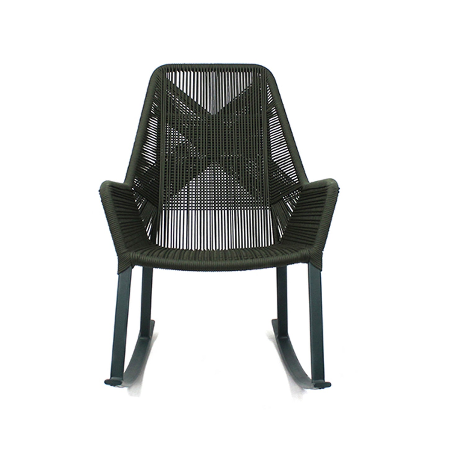 Mecedora Sorrento Aluminio Negro y Cuerda Náutica Verde Musgo