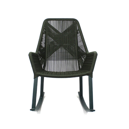 Mecedora Sorrento Aluminio Negro y Cuerda Náutica Verde Musgo