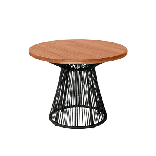 Mesa Redonda Lari 120cm Tapa de Madera Base de Aluminio y Cuerda Náutica Negro