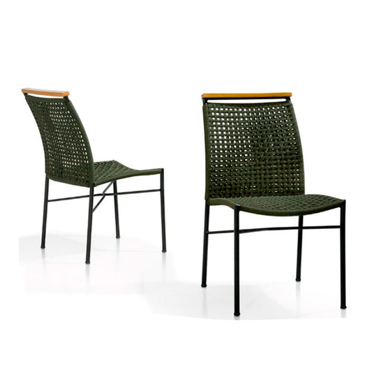 Silla Ellen de Aluminio en Negro y Cuerda Náutica en Verde Militar