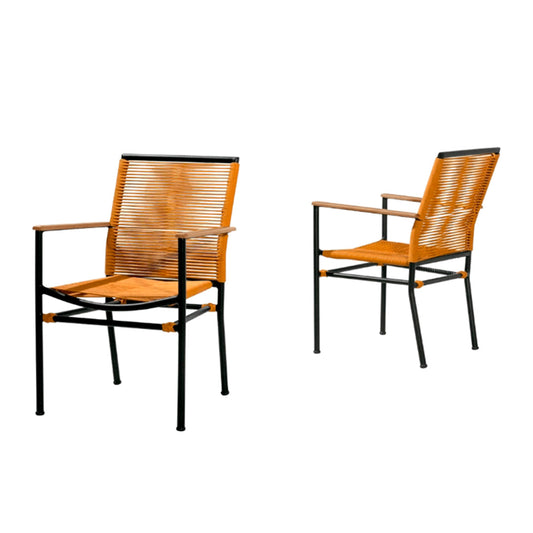 Silla Lari de Aluminio Negro y Cuerda Náutica en Terracota