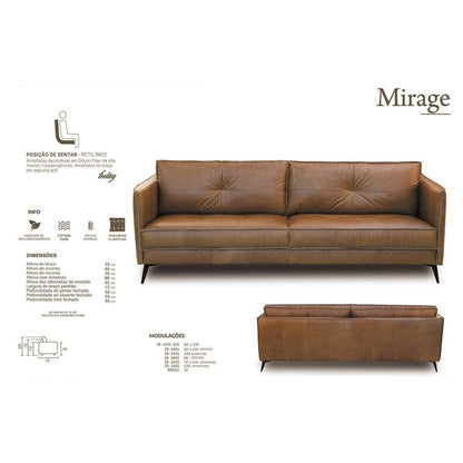 Sofá tapizado de cuero marrón Mirage