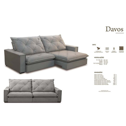 Sofá Davos Tapizado Reclinable y Reclinable Lino Gris