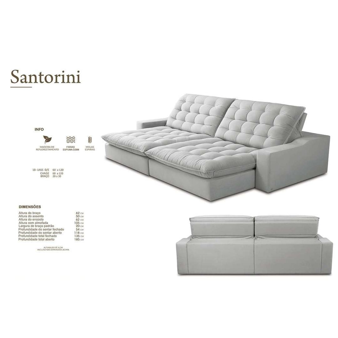 Santorini Retractable and Reclining Upholstered Sofa in Off-White Linen
