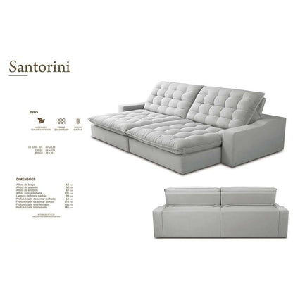 Santorini Retractable and Reclining Upholstered Sofa in Off-White Linen