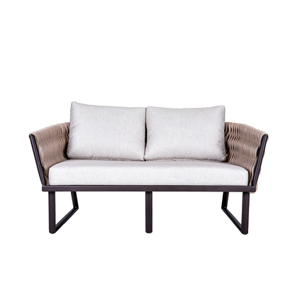Acapulco 2-Seater Sofa in Black Aluminum and Beige Nautical Knit