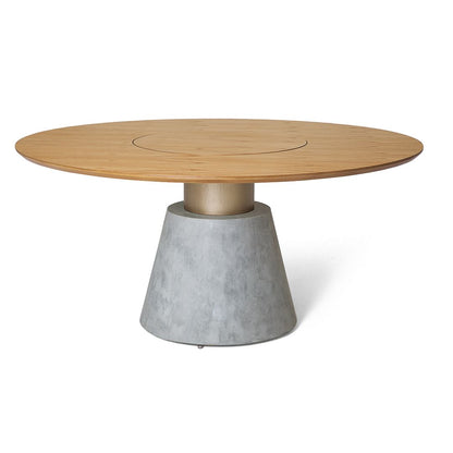 Mesa de comedor Delta con plato giratorio laminado canela y cemento quemado 160 cm