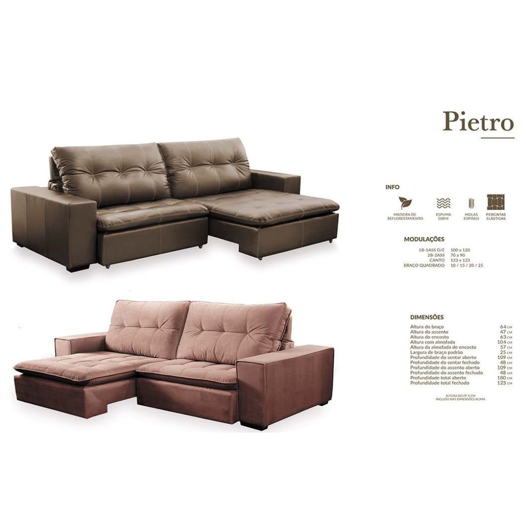 Sofá Reclinable y Retráctil Pietro Cuero Marrón