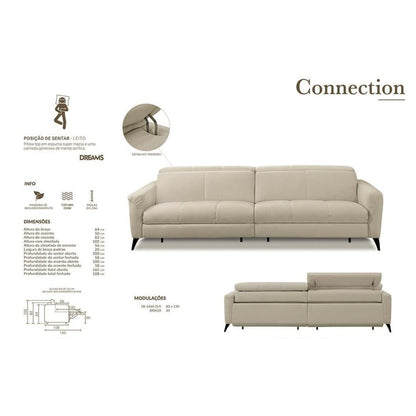 Sofá Estofado Connection Retrátil e Reclinável Couríssimo Cinza