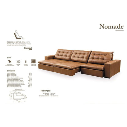 Sofá Tapizado Nomade Reclinable y Reclinable Piel Marrón