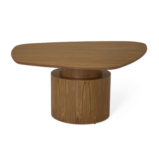 Mesa de comedor orgánica de hoja laminada canela 160x160cm
