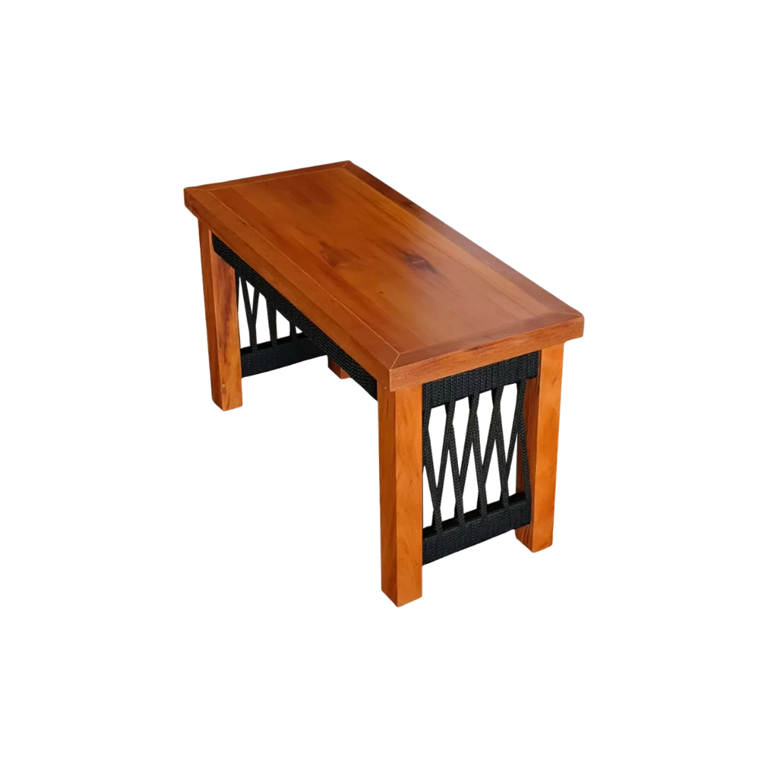 Mesa auxiliar Lux 70x50cm madera maciza y cuerda náutica