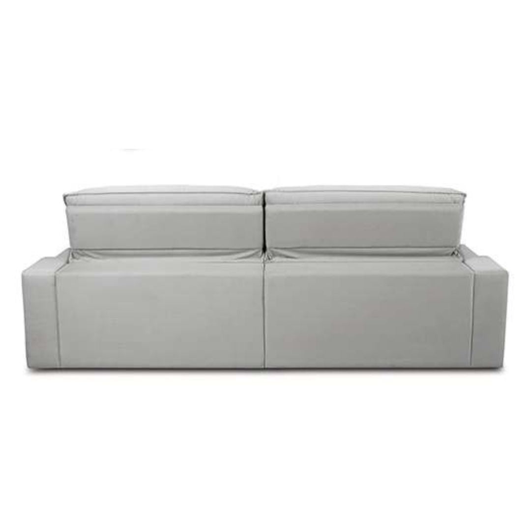 Santorini Retractable and Reclining Upholstered Sofa in Off-White Linen