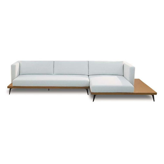 Sofá Estofado Maiorca Linho Branco Com Base Laminada De Madeira