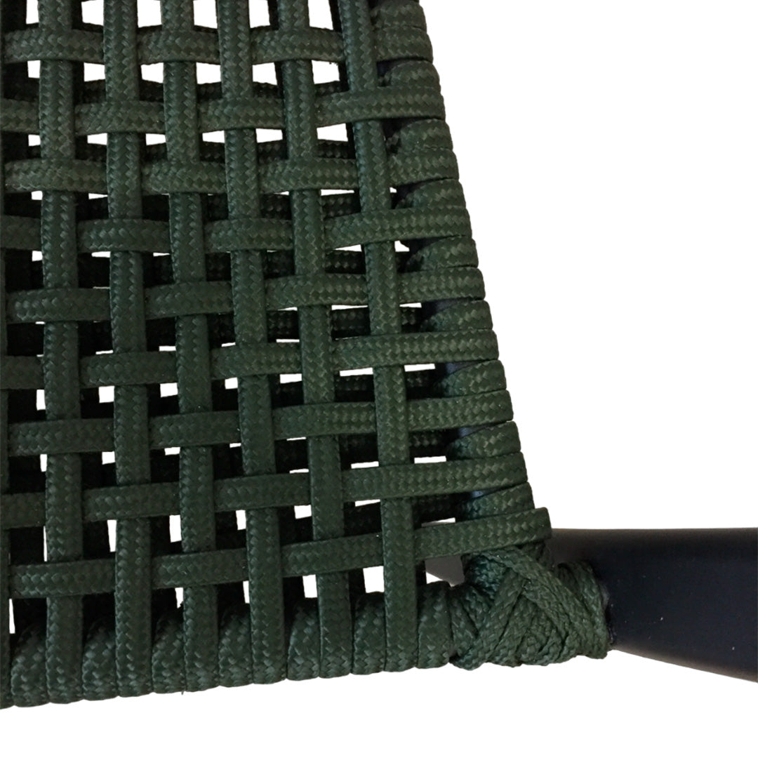 Silla de Aluminio Negro con Cuerda Náutica Verde Musgo