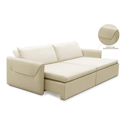 Sofá Estofado Garden Retrátil e Reclinável Couríssimo Off White