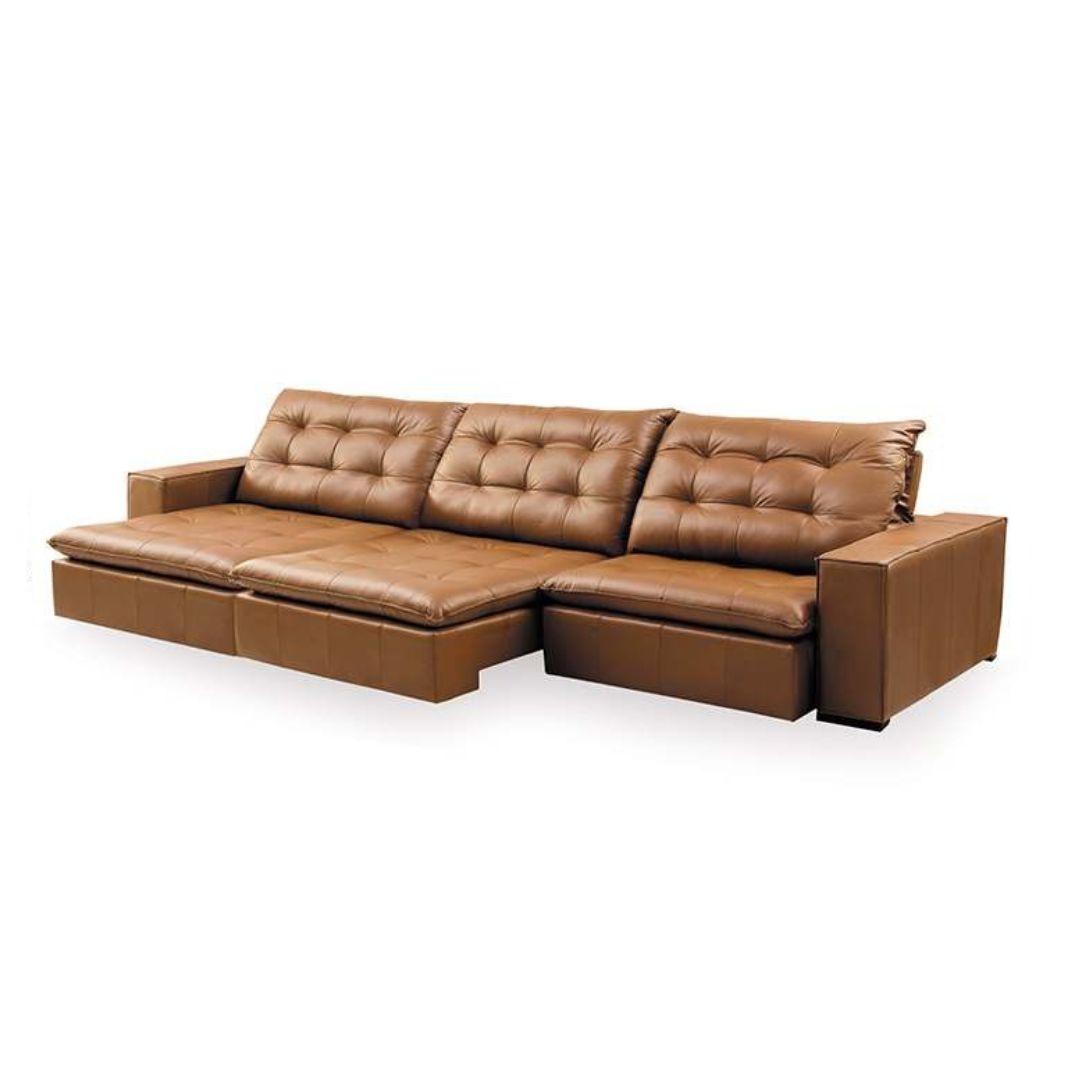 Sofá Tapizado Nomade Reclinable y Reclinable Piel Marrón