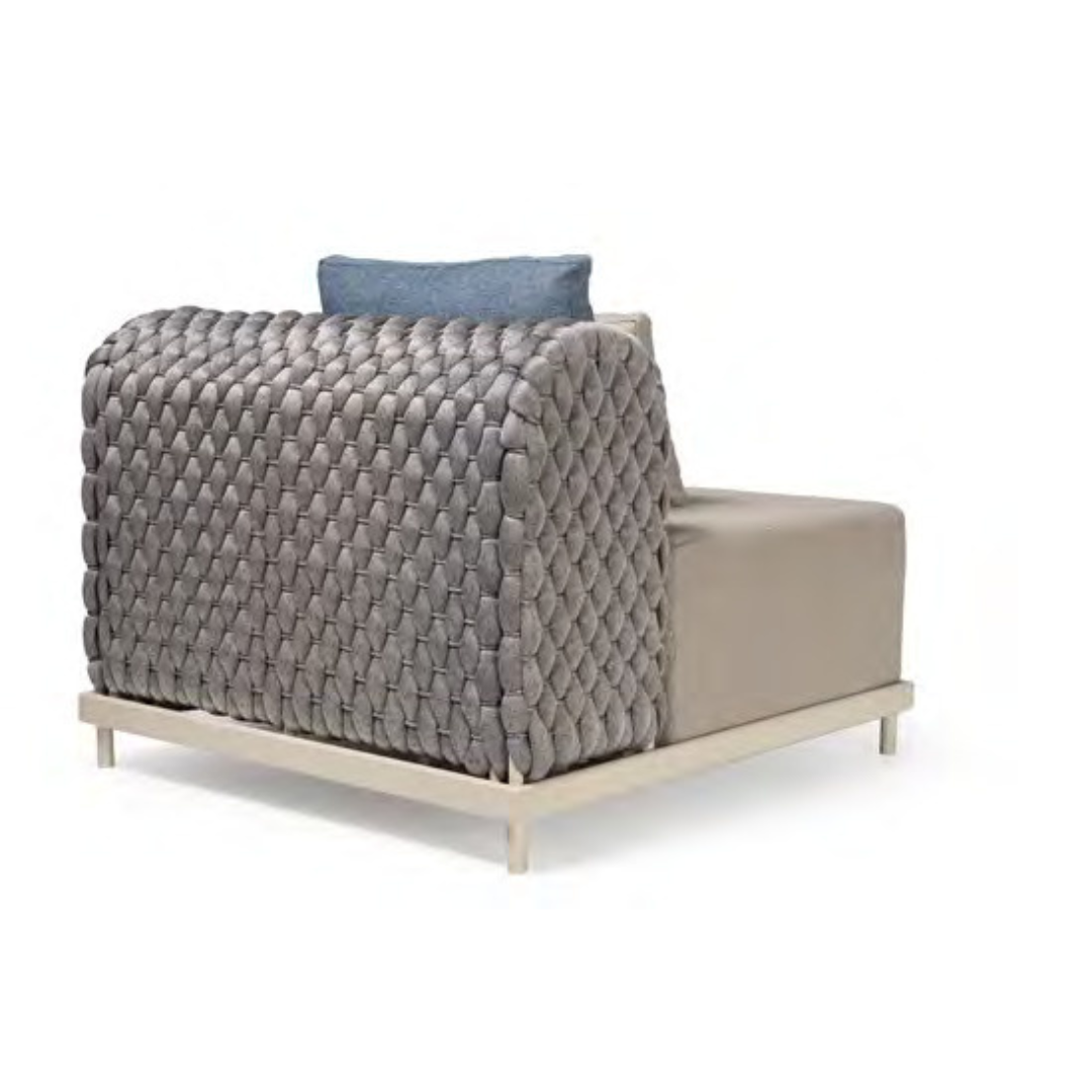 Poltrona Arco Modulo Com Encosto Estrutura Em Alumínio Cor Fendi Tricô Náutico Cor Cinza Estofado Cor Fendi