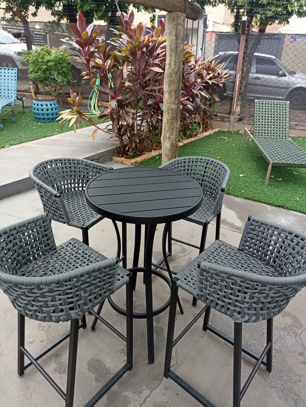 Ambiente 1 com Mesa Bistro Redonda Dubai 60cm Aluminio