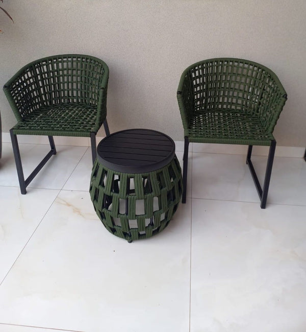 Ambiente 2 com Gold Aluminum Chair Black Color Nautical Rope Black Color