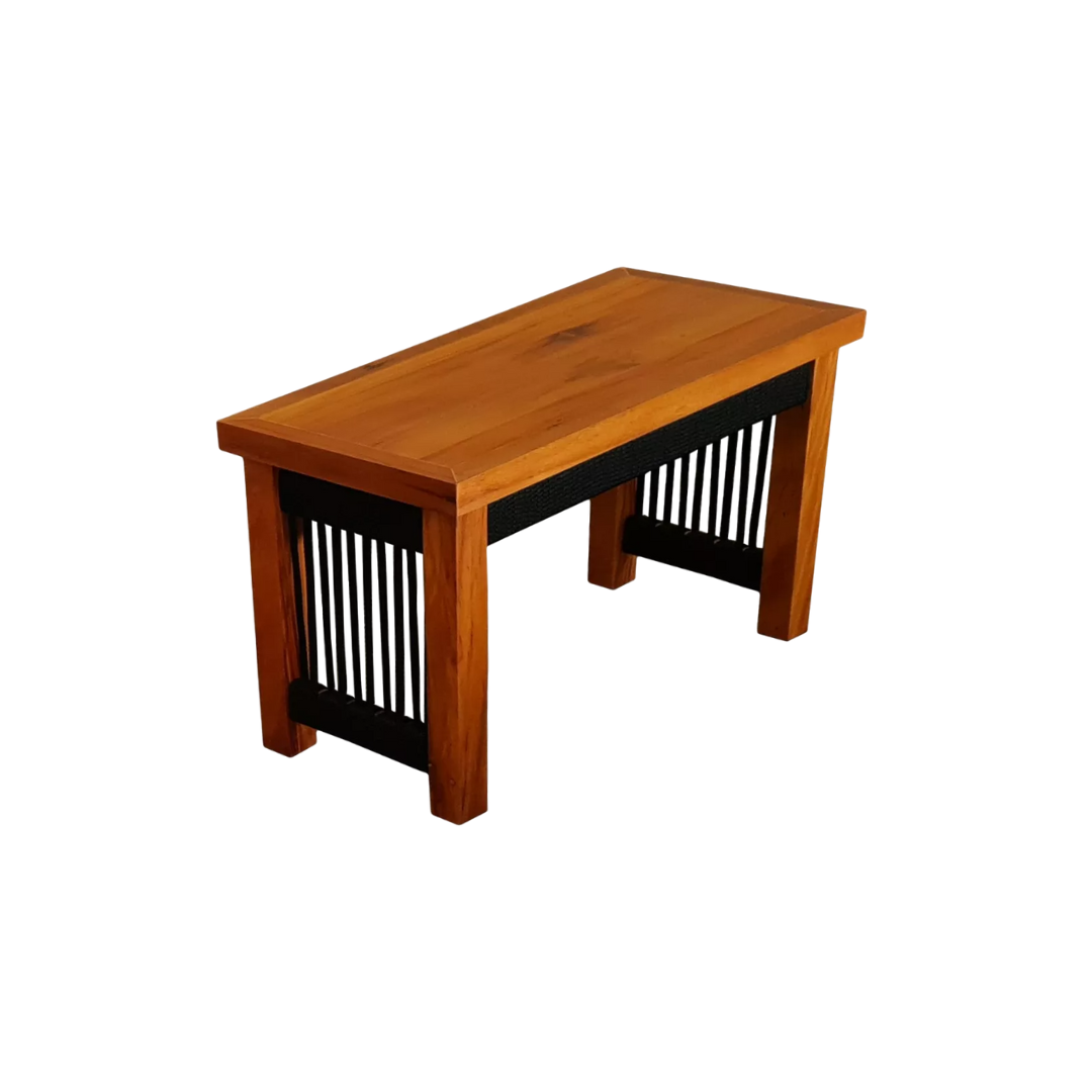 Mesa auxiliar Lux 70x50cm madera maciza y cuerda náutica