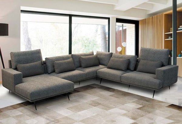 Ambiente 1 com Sofá Estofado Halls Linho Cinza Escuro